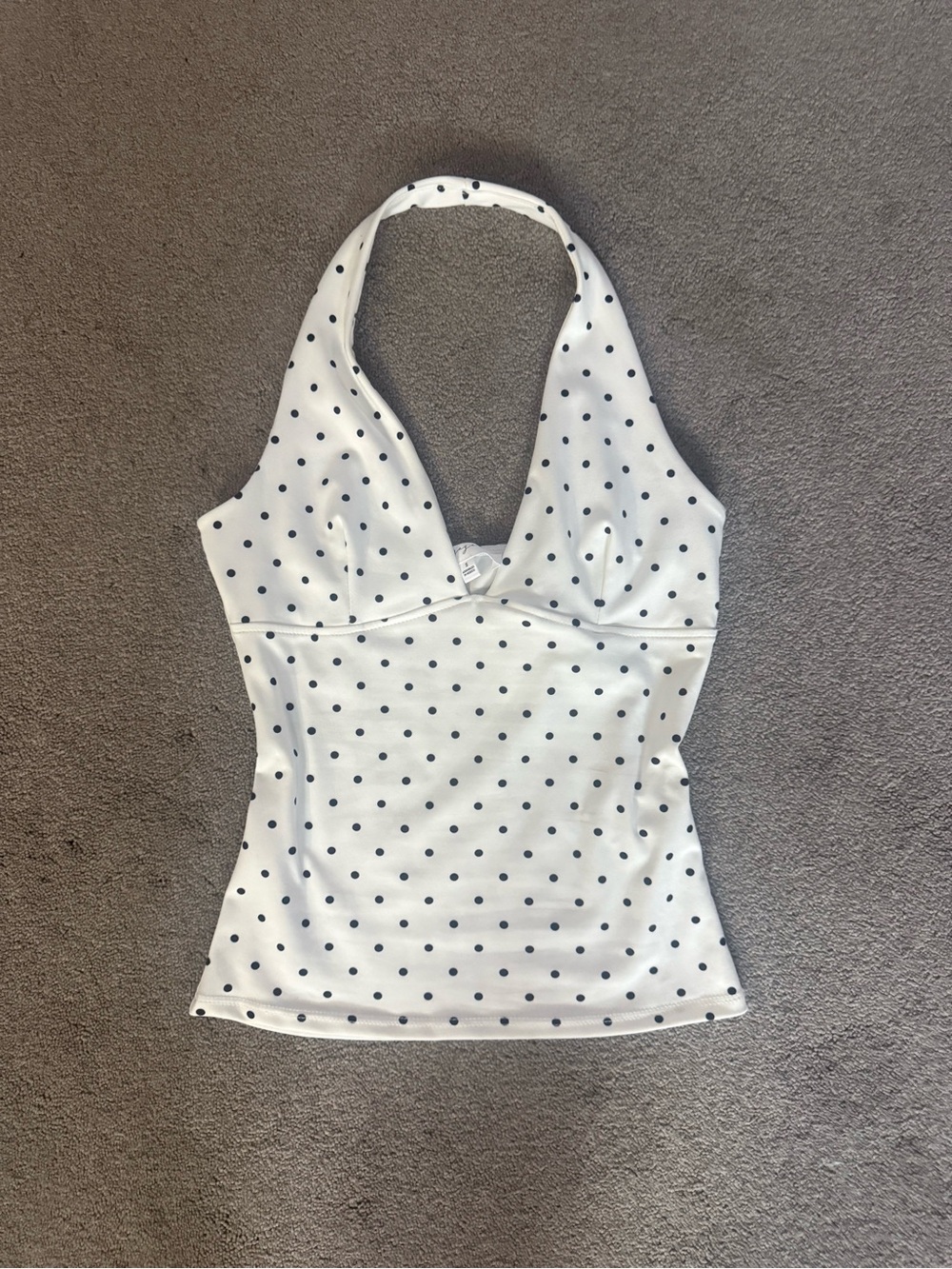 Women’s White Polka Dot Halter Tank Top